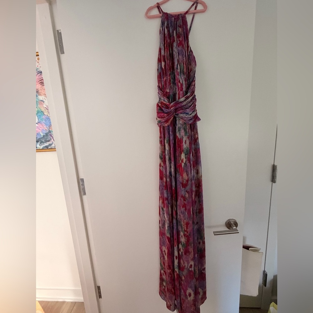 PatBO Multicolor Halter Maxi Dress - Pink, Purple & Green